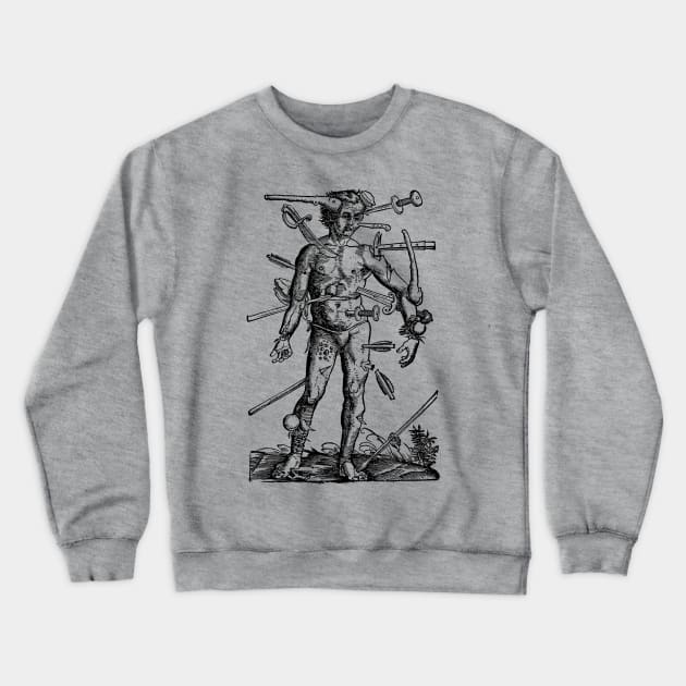 †† Vintage Medieval Woodcut Style Illustration Crewneck Sweatshirt by DankFutura